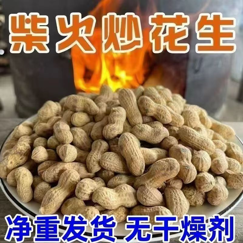 净重柴火炒花生花生新货农家炒熟铁锅带壳原味批发现炒现发