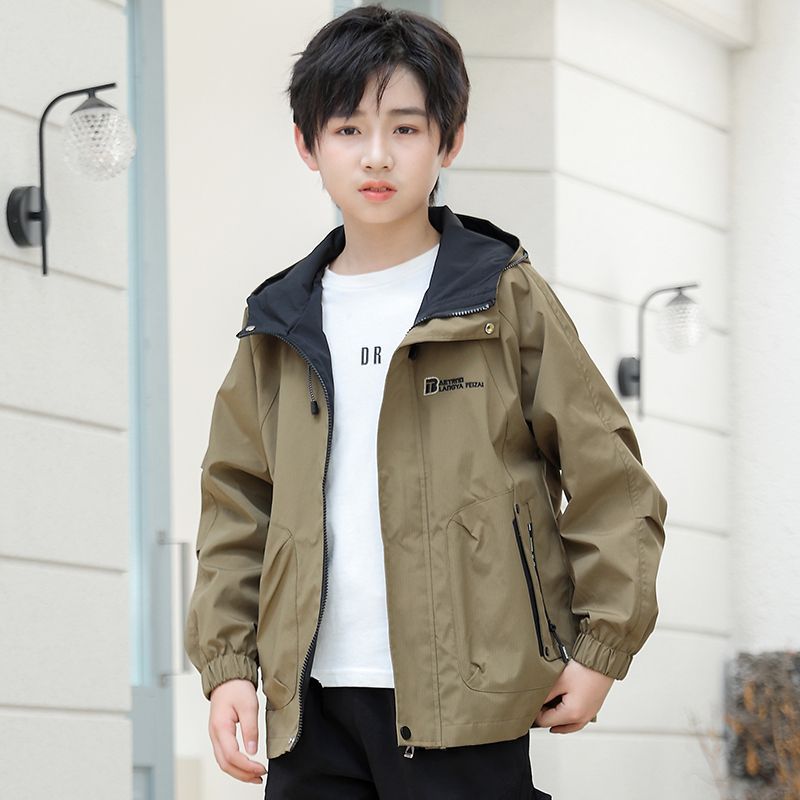 Windjacke für Jungen im Frühling, neue trendige, locker sitzende Kapuzenjacke für ältere Kinder, lässiger Mantel für Frühling und Herbst_voghion.com