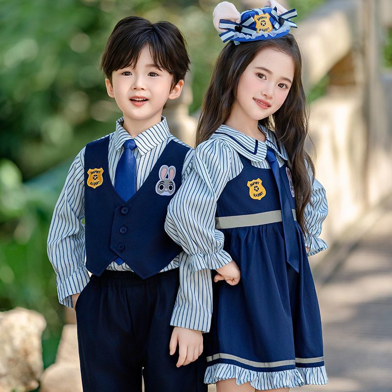 兔子警官儿童套装长袖男童COS主题装扮女童朱迪疯狂动物城演出服5