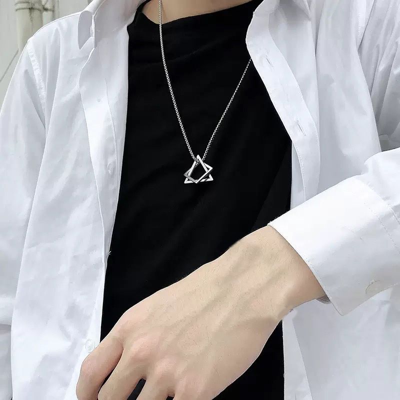 Titanium Steel Necklace Set For Men Versatile Sweater Chain_voghion.com