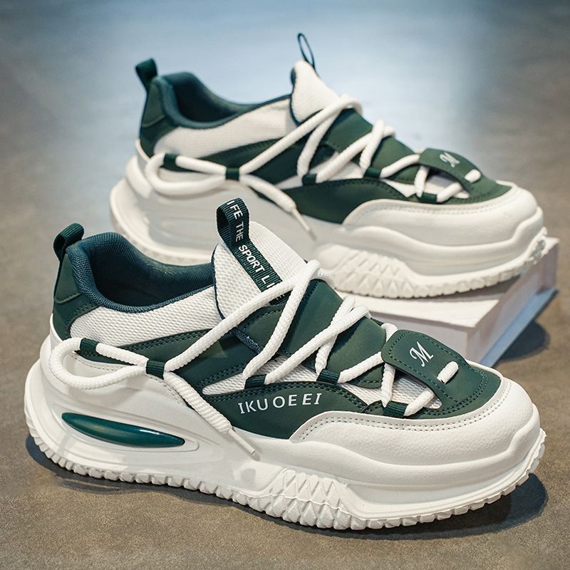 Men' 2025 New Autumn Caual Air Cuhion Shock Aborption Dad Sport Running Thick Sole Black Warrior Trendy_desvips.com
