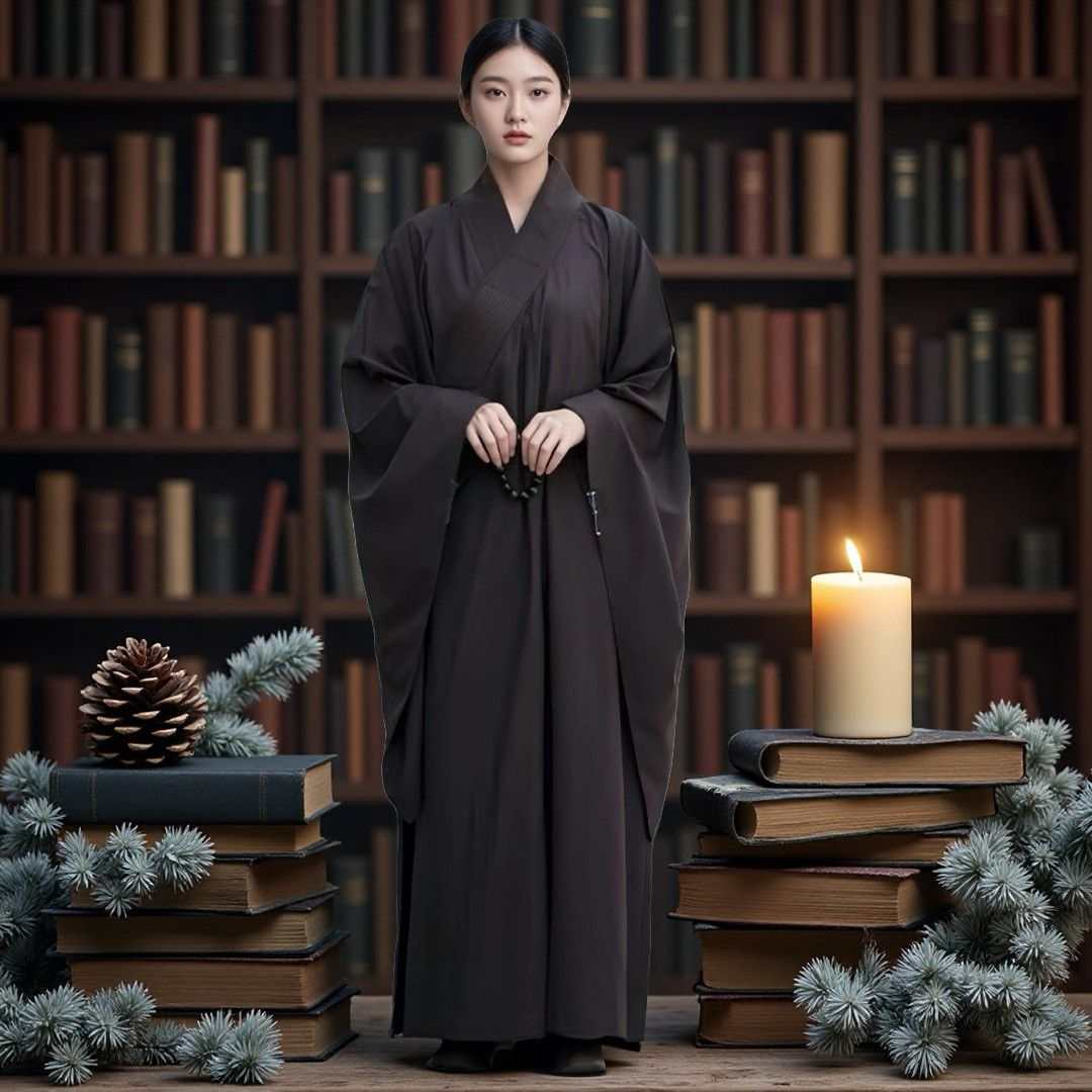 大袖小袖海青居士服咖啡色海青禅修服法衣海清透气不透明僧衣宽袖 4