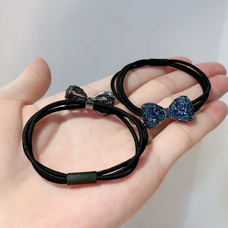 Korean Rhinestone Bow Tie For Women, Ponytail Simple Elastic Band, Elegant Hair Accessory_voghion.com