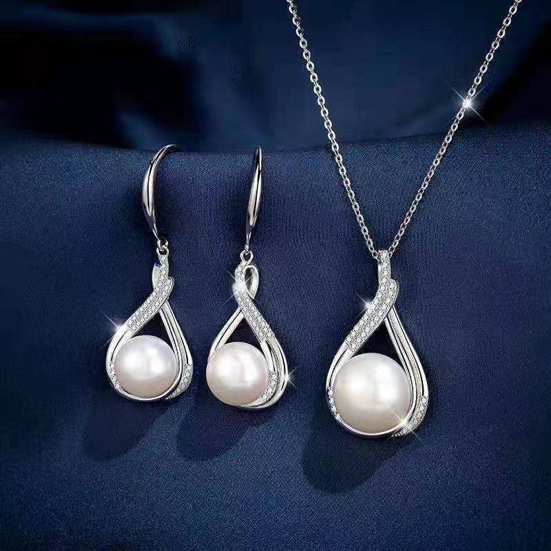 Elegant smykkesæt i 925 sølv med ferskvandsperler til kvinder_voghion.com