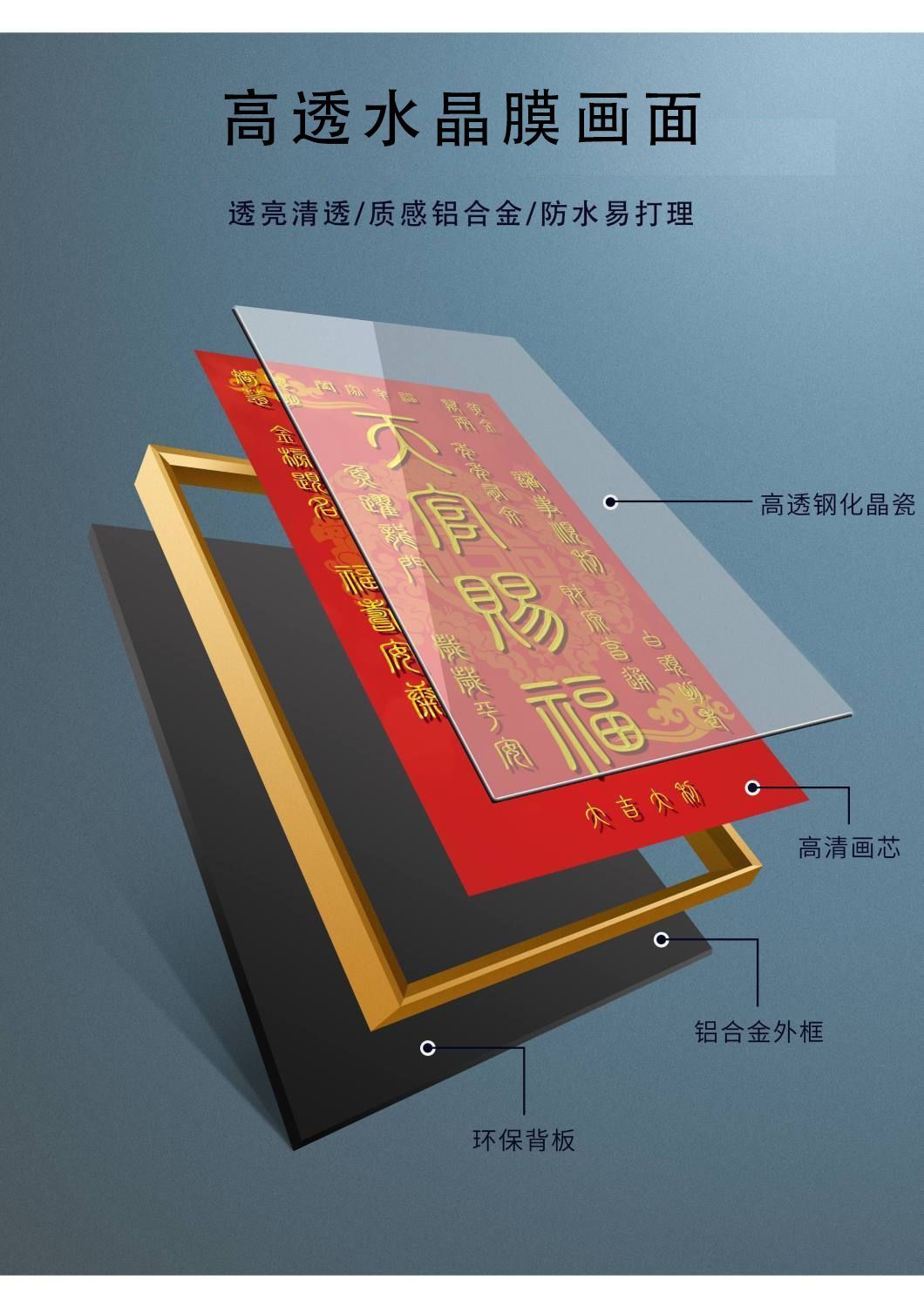 阿弥陀佛西方三圣画像挂画横版家用供奉装饰画佛堂背景墙高清壁画 detail 6