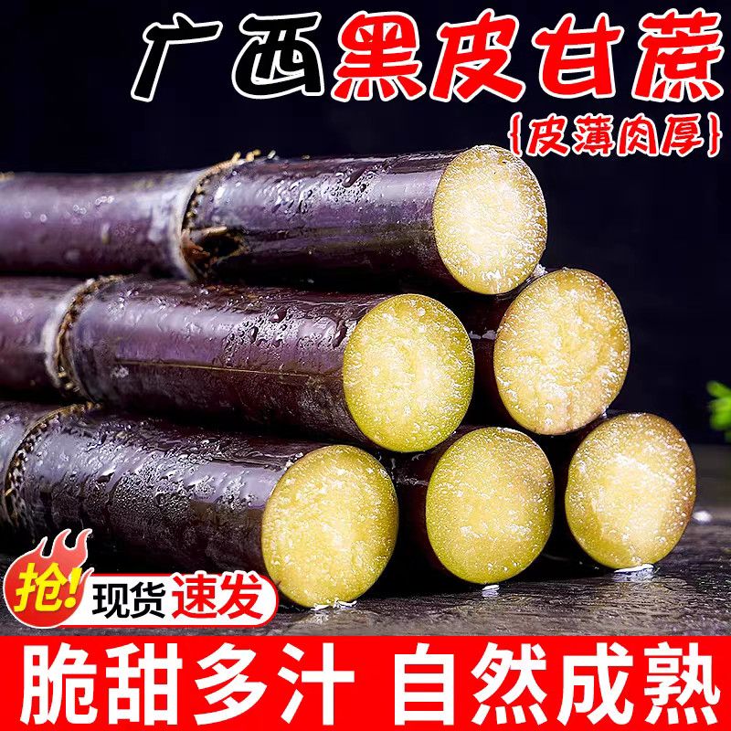 【当季现货】广西黑皮甘蔗新鲜现砍 当季水果甜杆蔗多汁 正宗批发