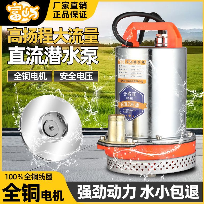 直流抽水机12V48V60V家用水泵电瓶车抽水泵小型电动车农用潜水泵 图片 2