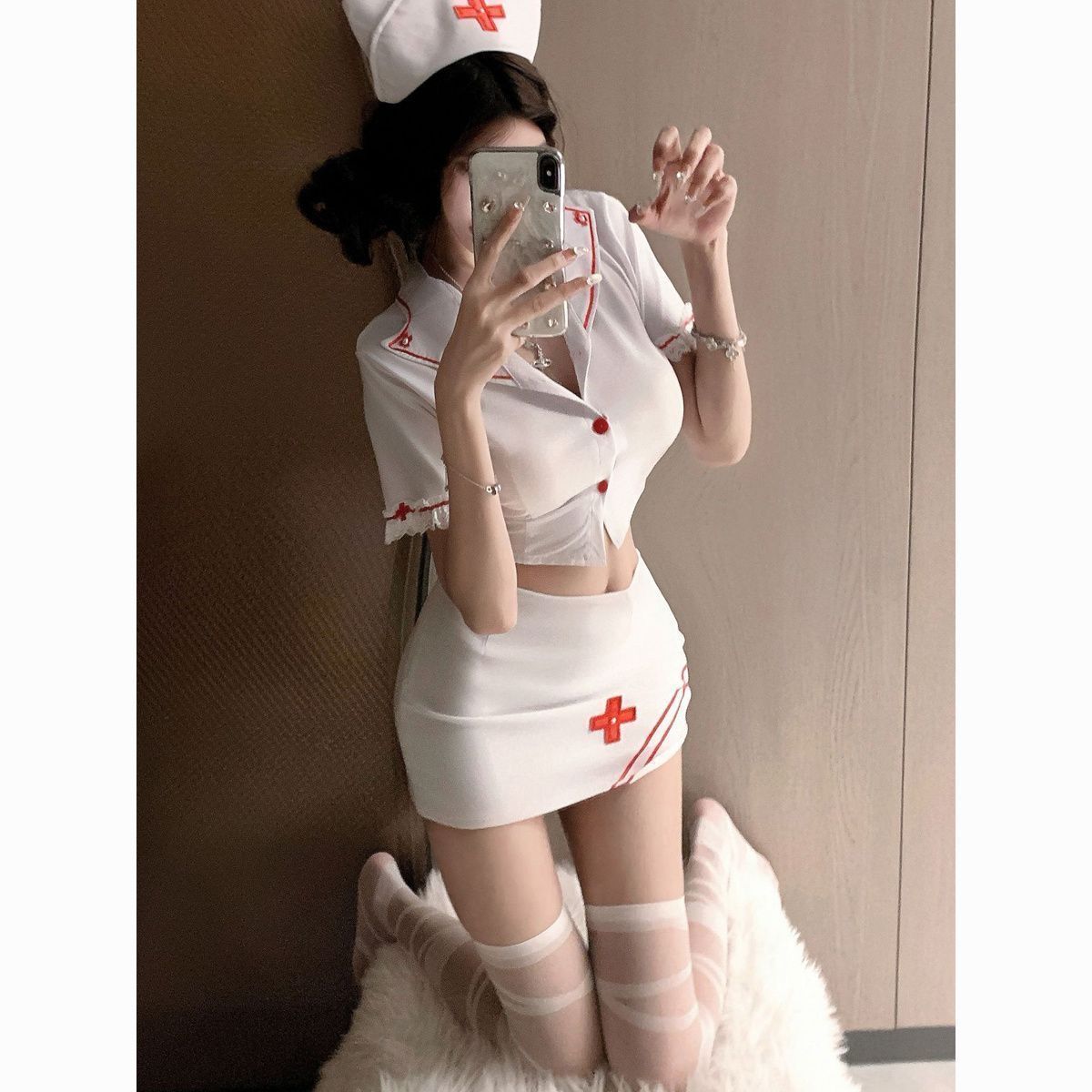 【护士诱惑】酒吧cosplay套装性感夜场万圣节包臀短裙紧身护士裙