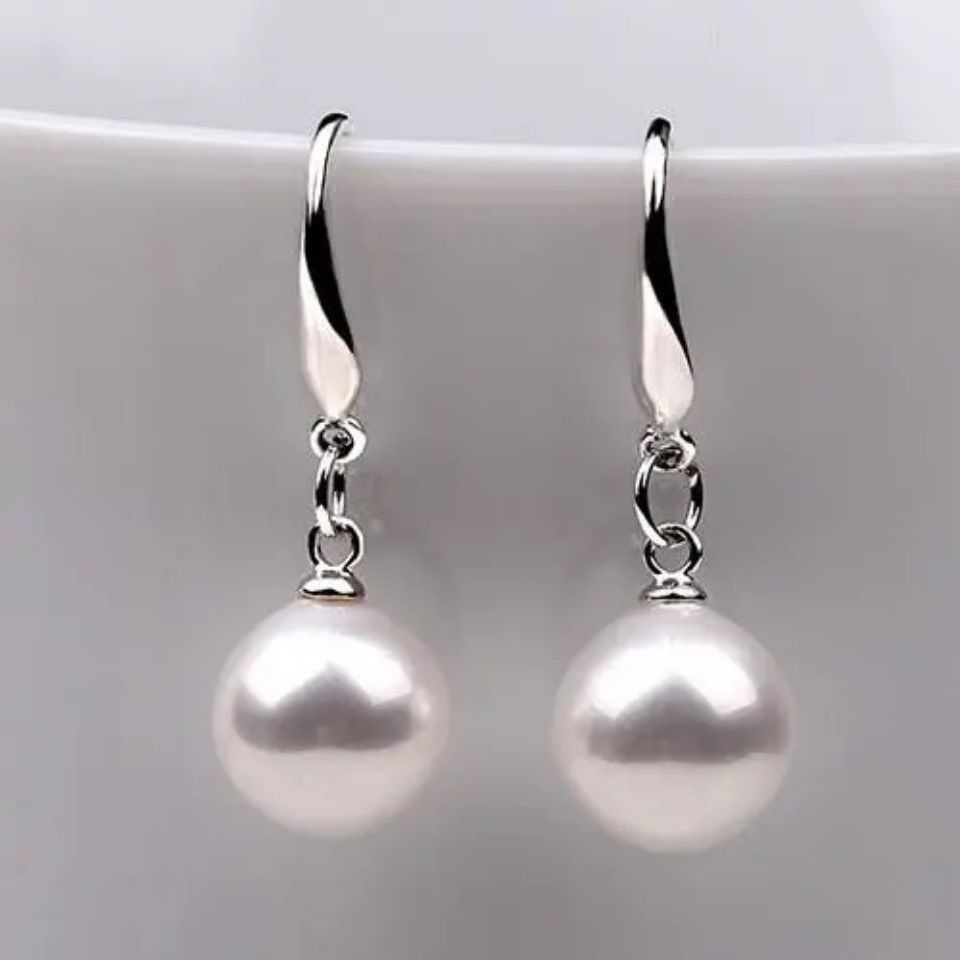 正品9999纯银珍珠耳环女新款时尚珍珠耳坠长款气质防过敏耳饰爆款
