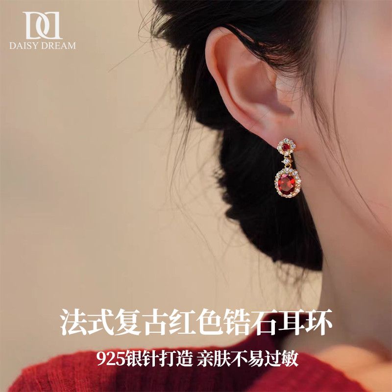 Daisy Dream Red Zircon Earrings detail image 1