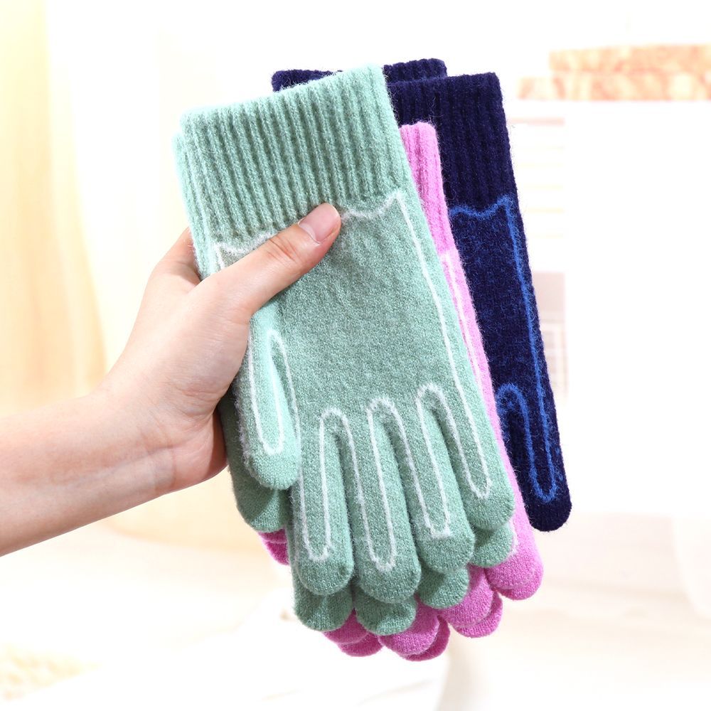 冬季儿童手套加厚简约防寒保暖男宝宝小学生4-9毛线中大女童手套