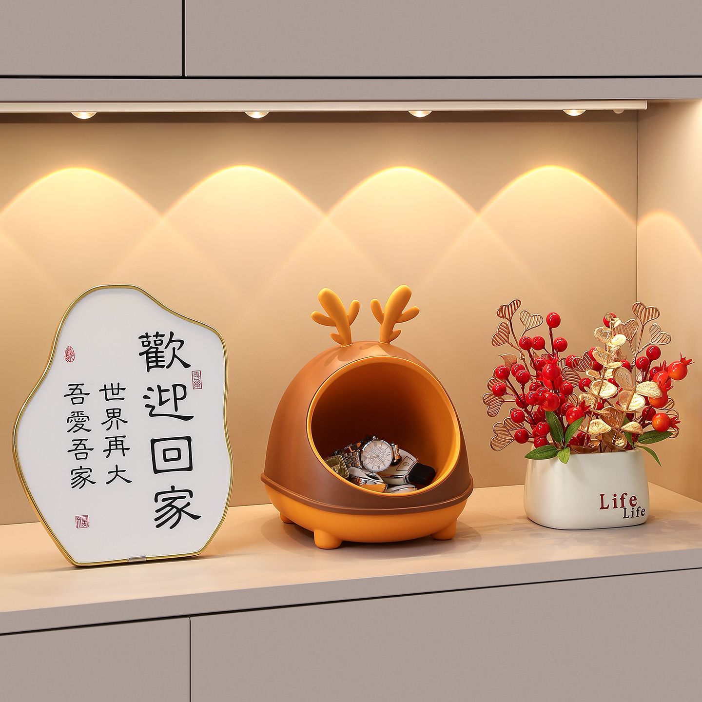 小鹿玄关钥匙收纳客厅鞋柜摆件电视柜布置乔迁之喜装饰搬家送礼