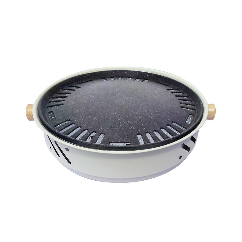 Portable Smokeless Anti-scald Household Food-grade American-style Extra-thick Round Outdoor Charcoal Barbecue Grill_voghion.com