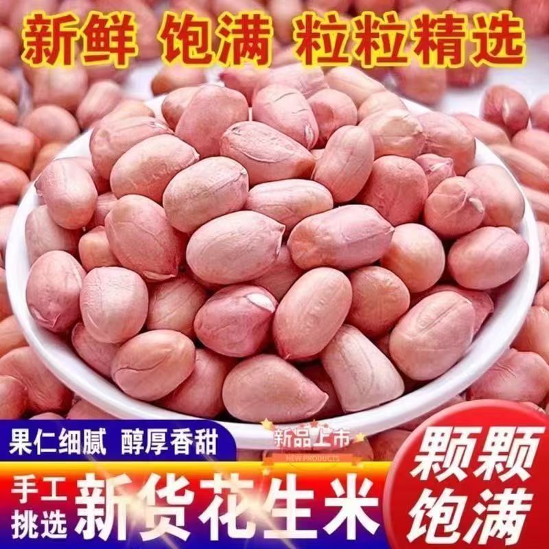 2025无壳新鲜花生米花生精选白沙大粒粉红粉皮花生仁新货