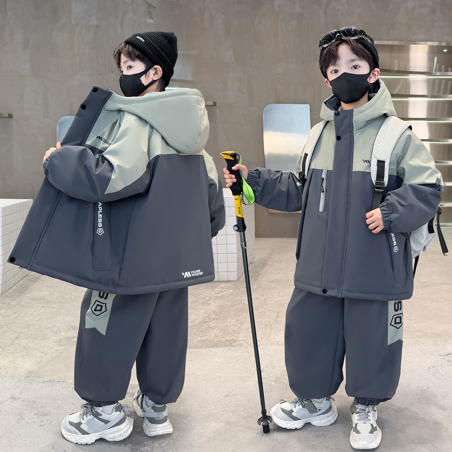 儿童男童秋冬套装2026新款中大童休闲加绒加厚两件套运动男孩帅气