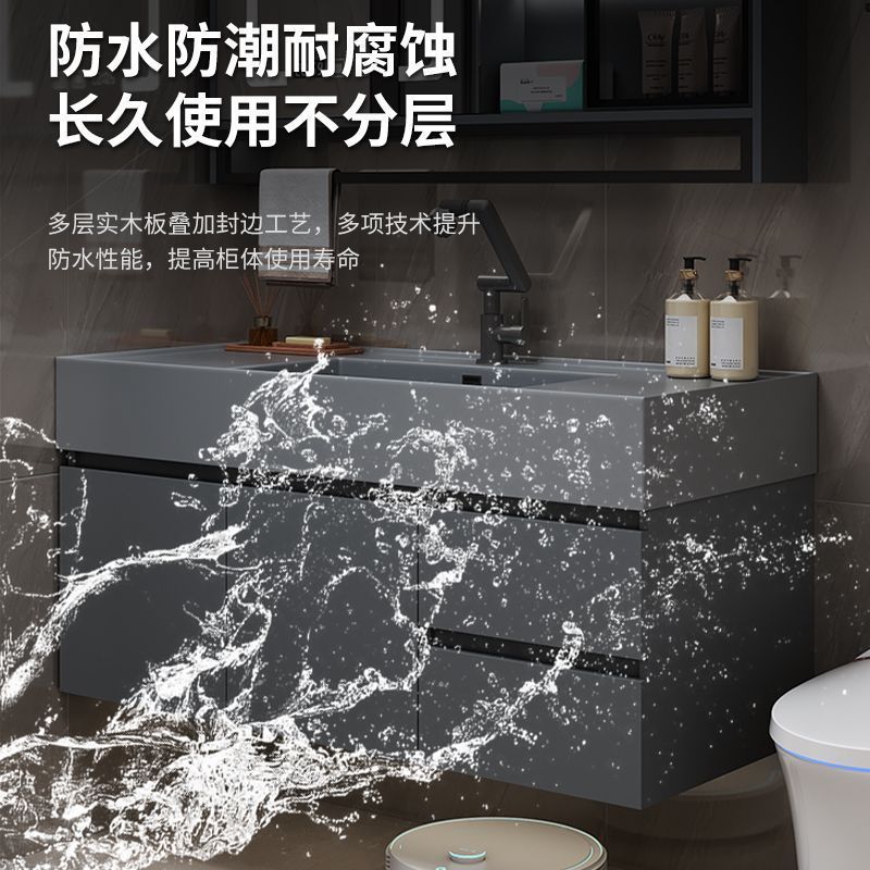 现代简约纳米岩石一体盆浴室柜组合卫生间洗漱台洗手池洗脸池套装 图片 9