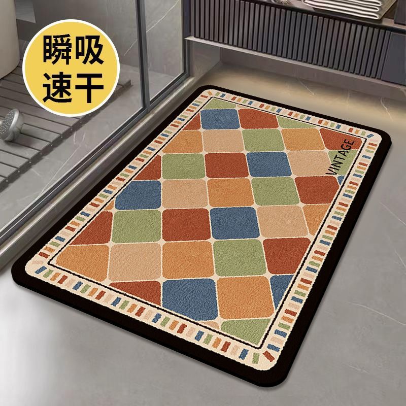 美式浴室地垫速干吸水防滑硅藻门口垫子多巴胺卫生间厕所地毯脚垫