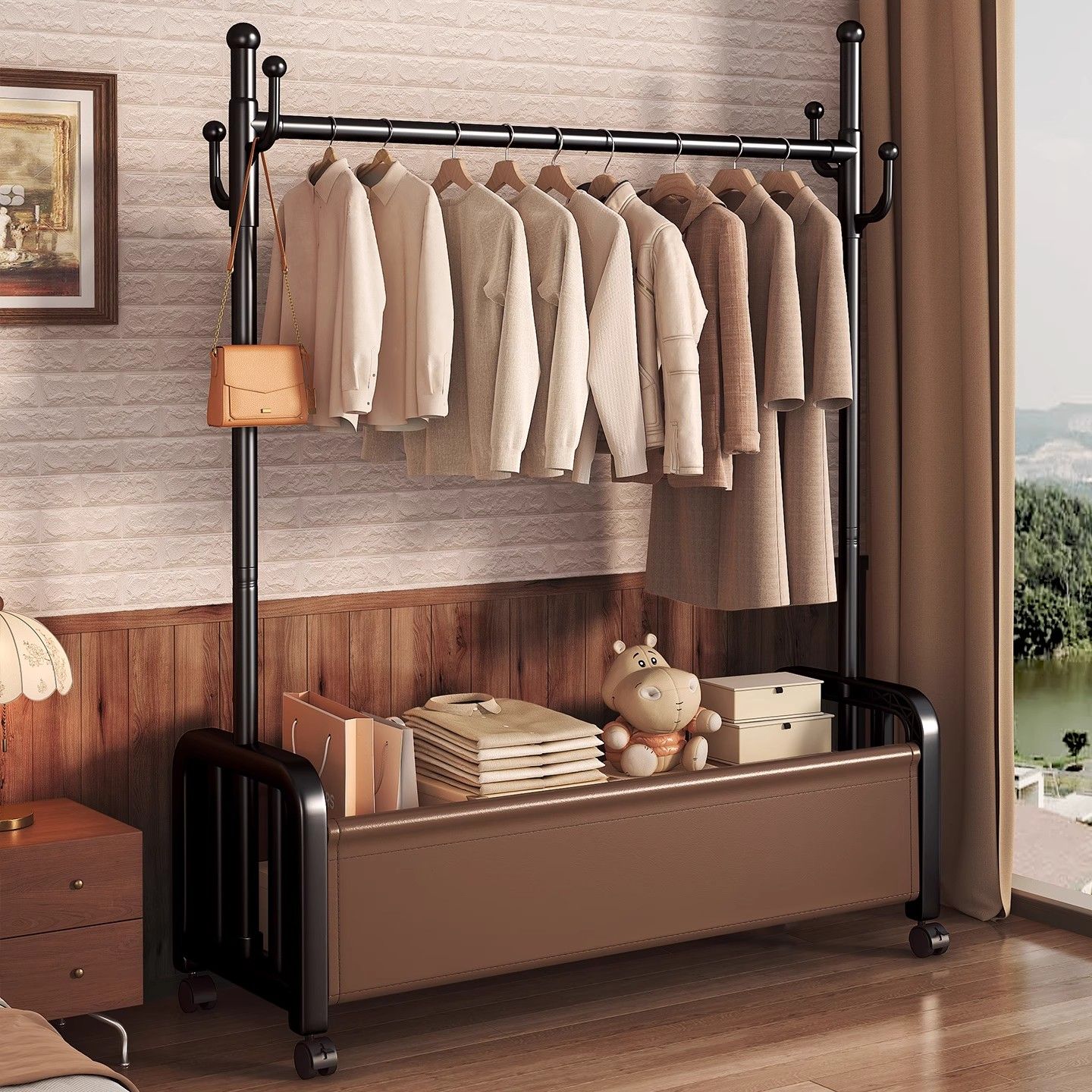 特粗特厚衣架落地立式卧室挂衣服架子室内学生宿舍多层凉晒衣帽架