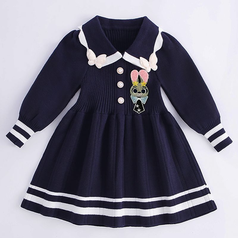 女童秋装毛衣裙2025新款宝宝公主裙朱迪兔子警官连衣裙高品学院风