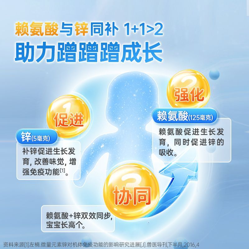 巨可生 赖氨葡锌颗粒 12袋/盒 巨可生赖氨葡锌颗粒赖氨生长素青少年锌补充剂儿童婴幼儿官方正品 图片 3