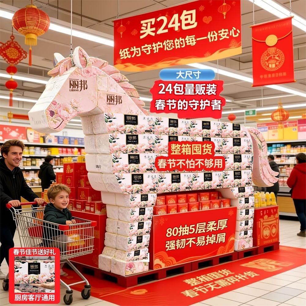 【24大包】丽邦抽纸四边压花纸巾整箱批发家用餐巾纸学生宿舍纸巾