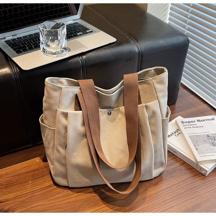 Canvas tote tas voor dames grote schoudertas voor werk en school_voghion.com