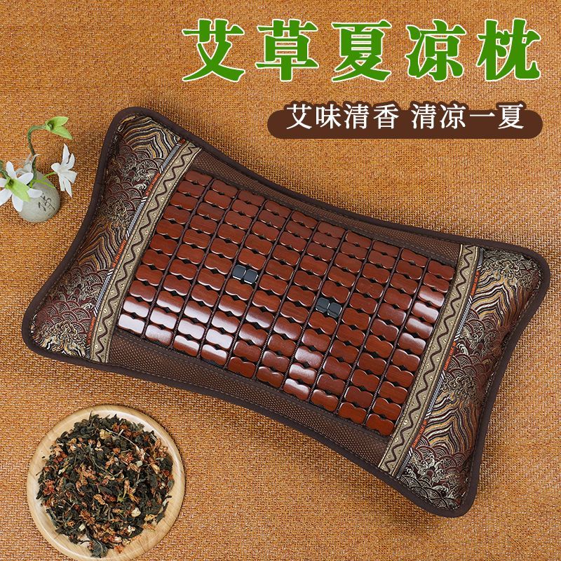 夏季枕头凉席枕头成人凉枕头夏天学生凉爽冰丝茶叶麻将竹枕头单人 图片 2