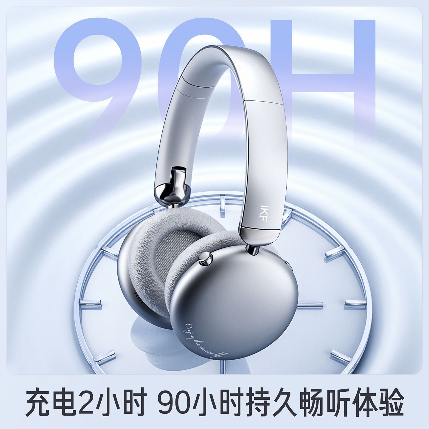 iKF E1头戴式蓝牙耳机无线降噪时尚穿搭挂脖拍照装饰送礼女长待机 图片 7