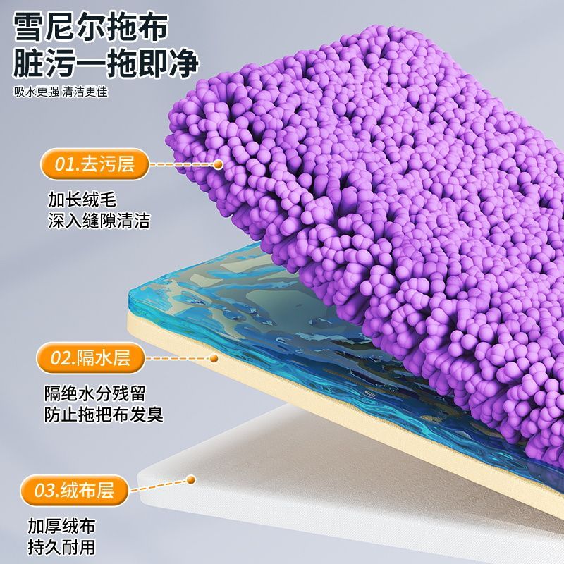 雪尼尔免手洗拖把带桶家用懒人一拖净干湿两用拖地神器旋转拖把 图片 8