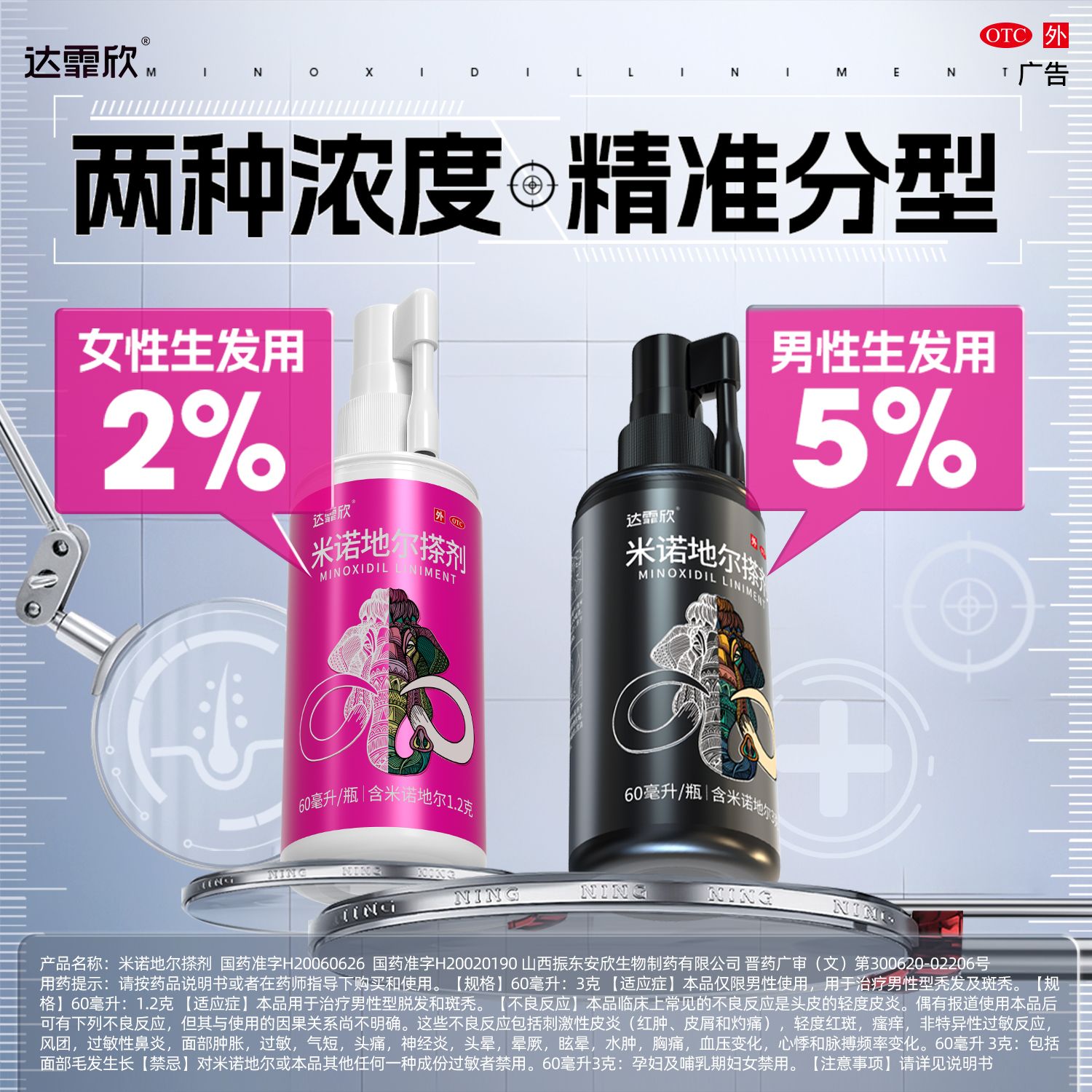 达霏欣 米诺地尔搽剂 60ml*1瓶/盒 达霏欣米诺地尔搽剂60ml疗程装治疗发际线后移脂溢性脱发男女分治 图片 6