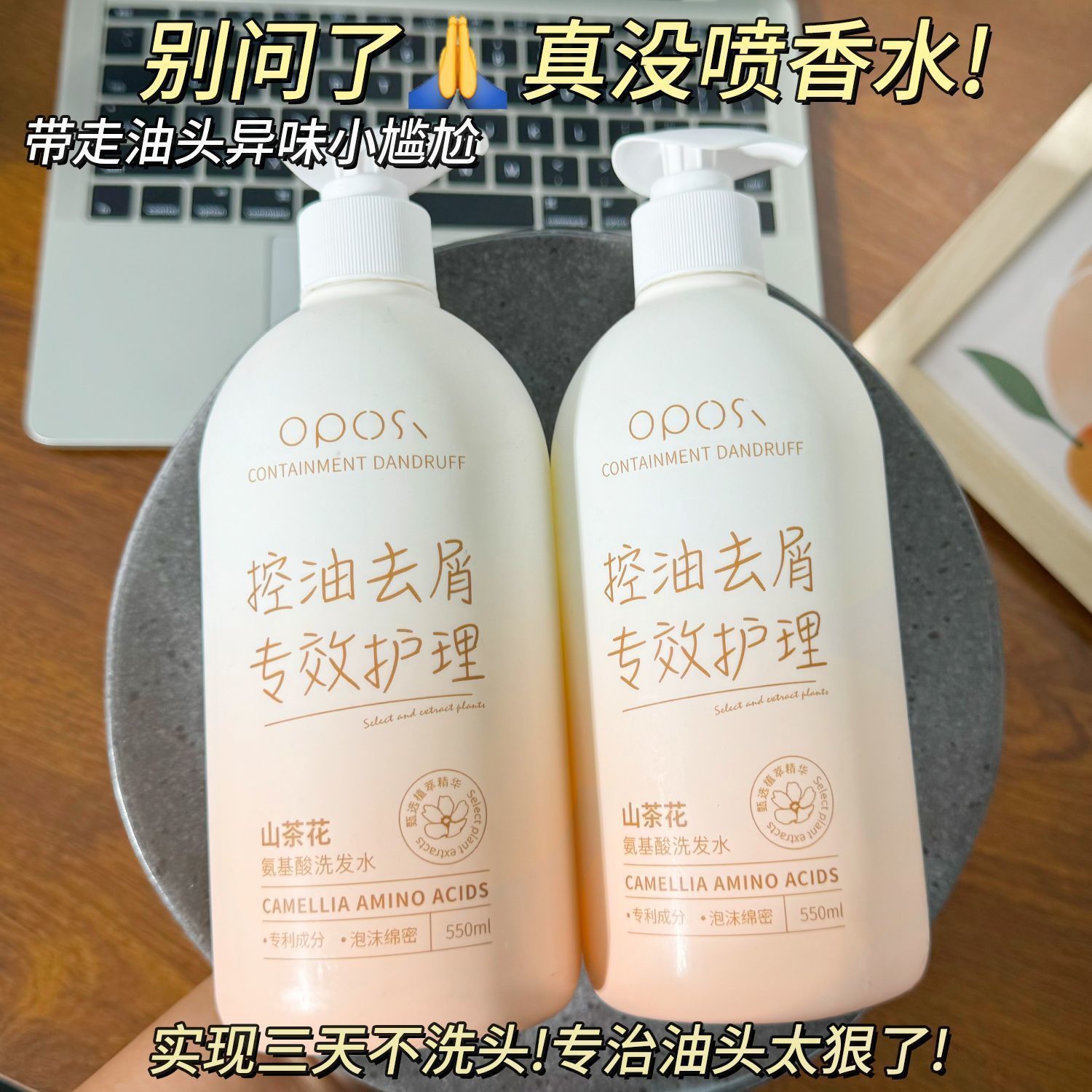山茶花氨基酸洗发水控油蓬松去屑止痒柔顺持久留香深层清洁洗头露