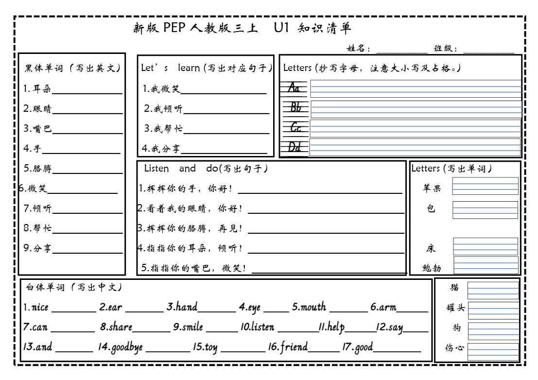 新三上英语（人教PEP）知识清单默写（12页）.pdf