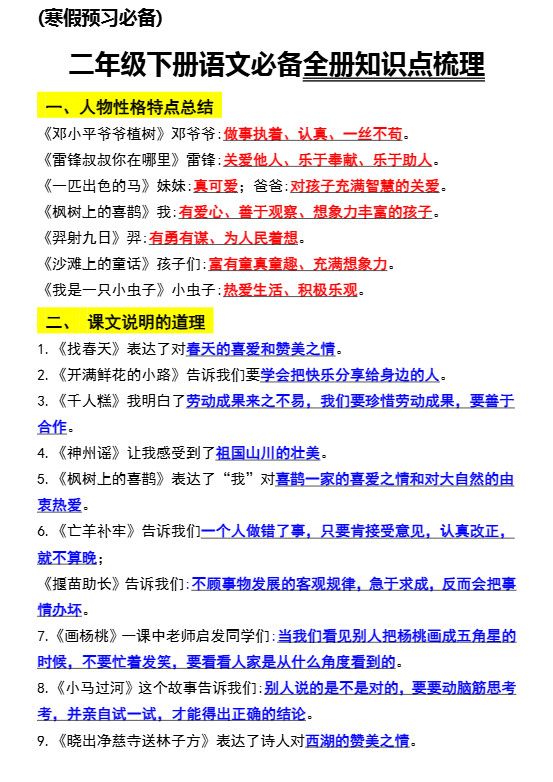 二年级语文下册知识点归纳总复习.pdf
