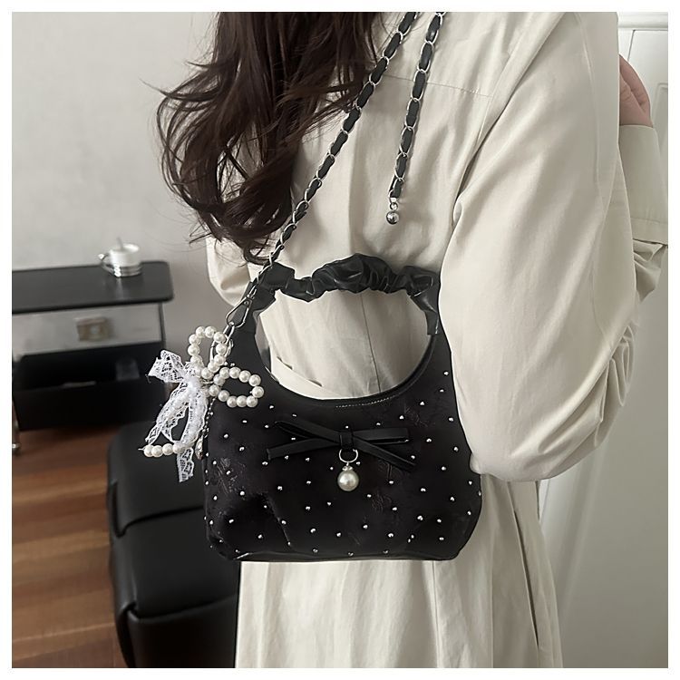 Elegante borsa a tracolla donna dumpling con fiocco a spalla_voghion.com
