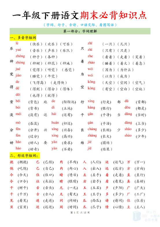 新一下语文期末必背知识点（10页）.pdf