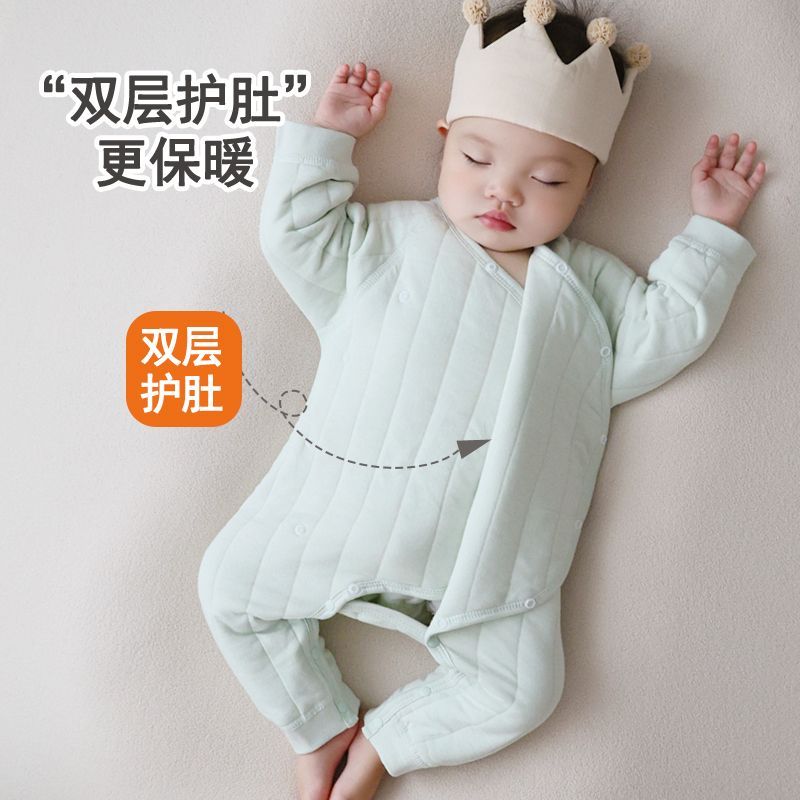 婴儿连体衣保暖秋款夹棉宝宝冬装新生婴儿衣服秋装哈衣薄棉秋冬季