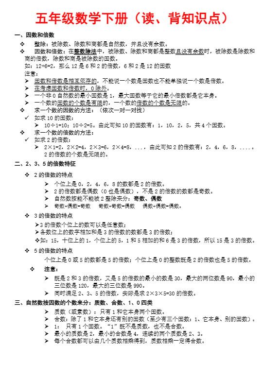 五下数学：知识点读背（通用）.pdf