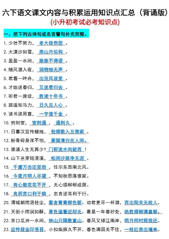 六年级下册语文(小升初)期末必考知识点.pdf