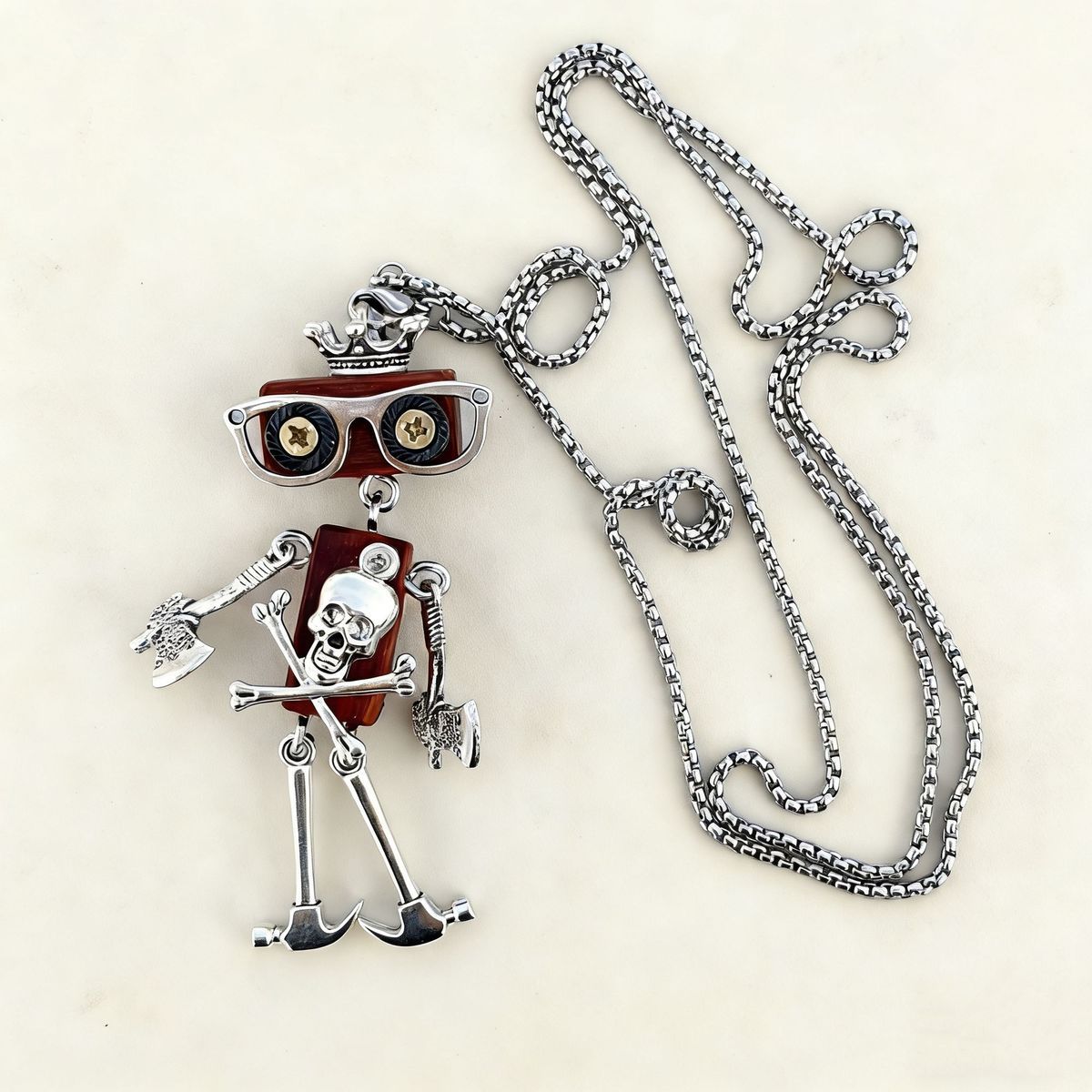 Handmade Punk Robot Pendant Necklace For Students Graduation Gift_voghion.com