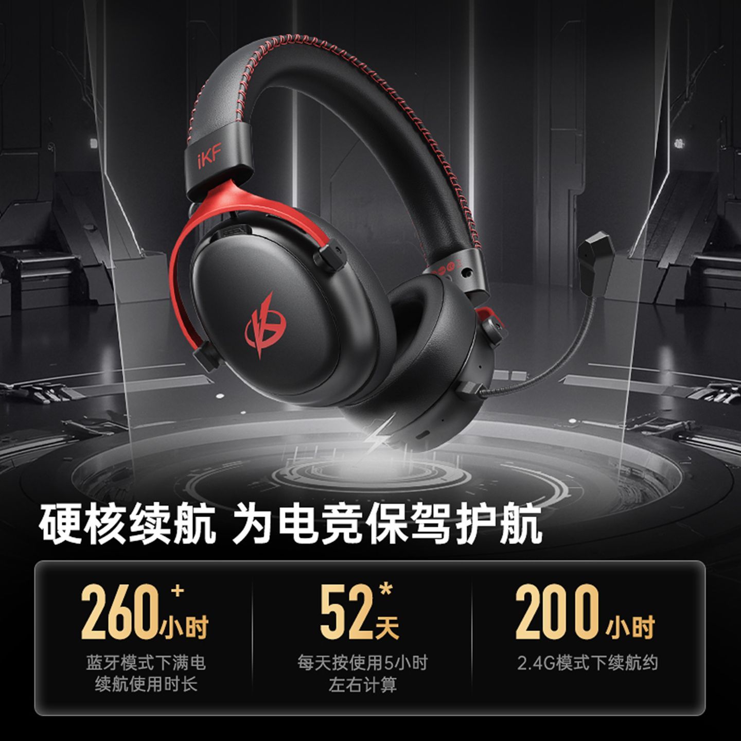 iKF V11 Max头戴式耳机2.4蓝牙电竞电脑无线游戏专用四模闪连2026 图片 7