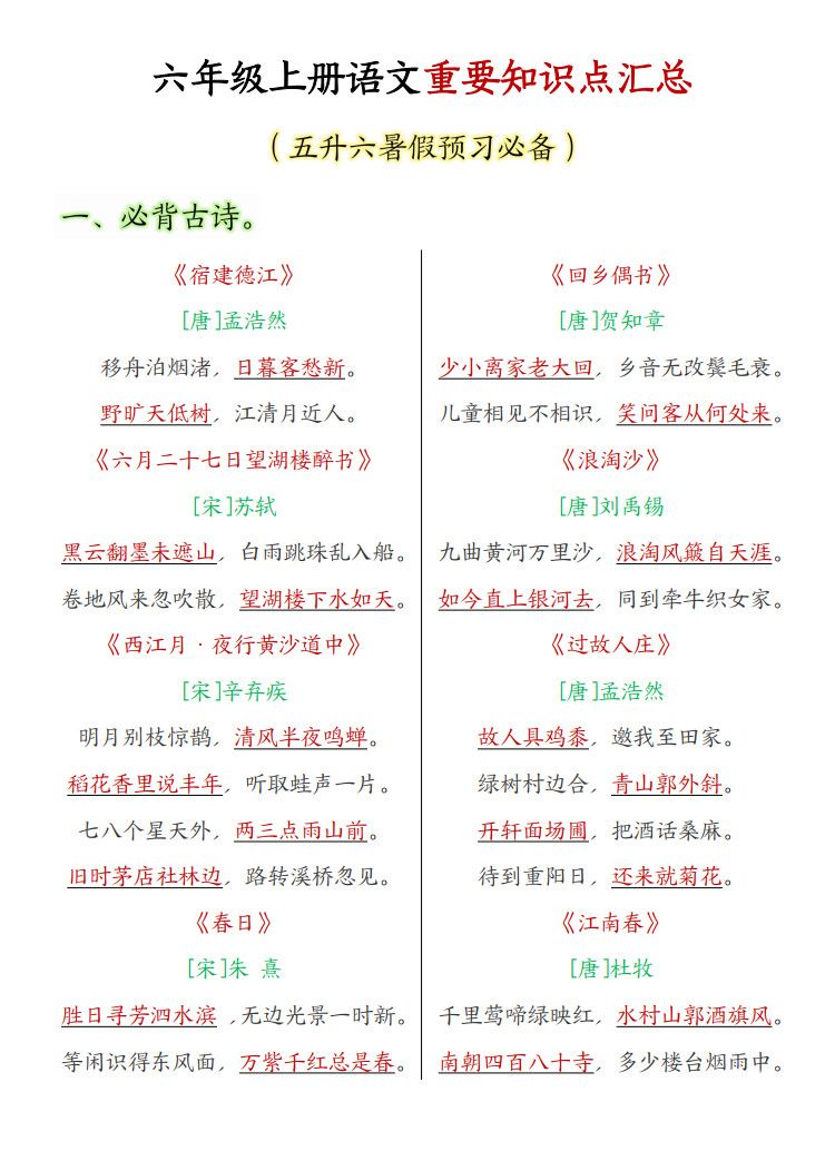 六年级上册语文重要知识点汇总.pdf