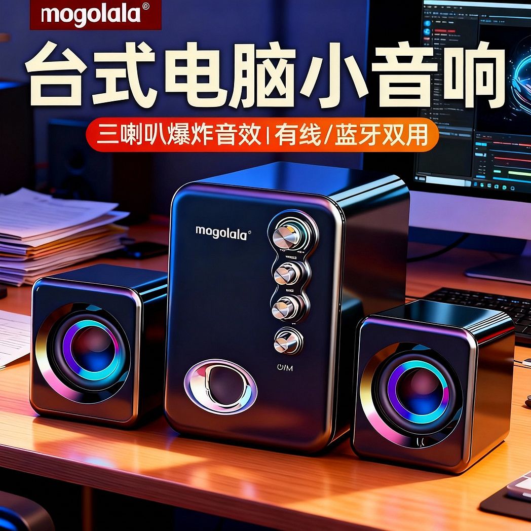 雅兰仕Q8蓝牙音箱笔记本电脑迷你小音响家用超重低音炮usb有线