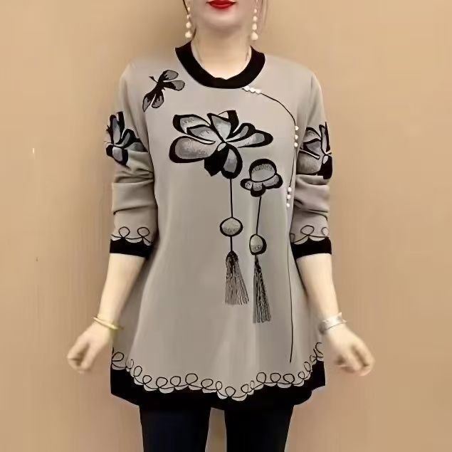 捡漏春季正品中年妈妈富婆打底衫中老年女装宽松大码胖mm遮肉上衣