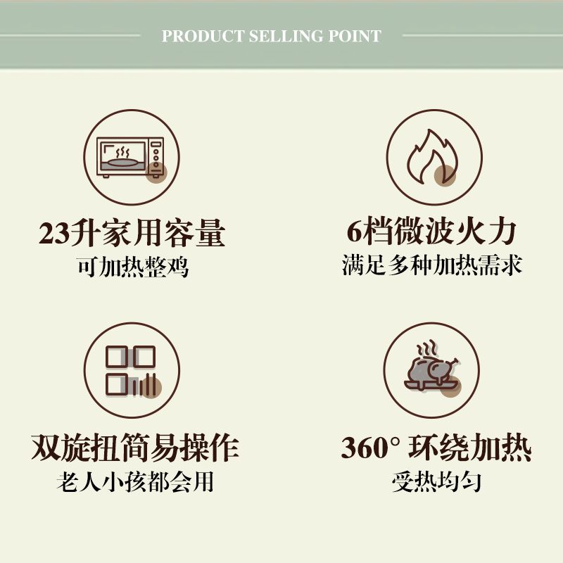 格兰仕23升微波炉家用款双旋钮式易操作易洁内腔均匀速热解冻正品 图片 7