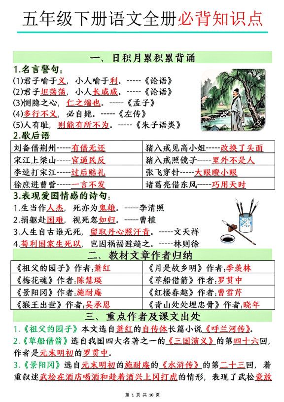 五年级下册语文全册必背知识点.pdf