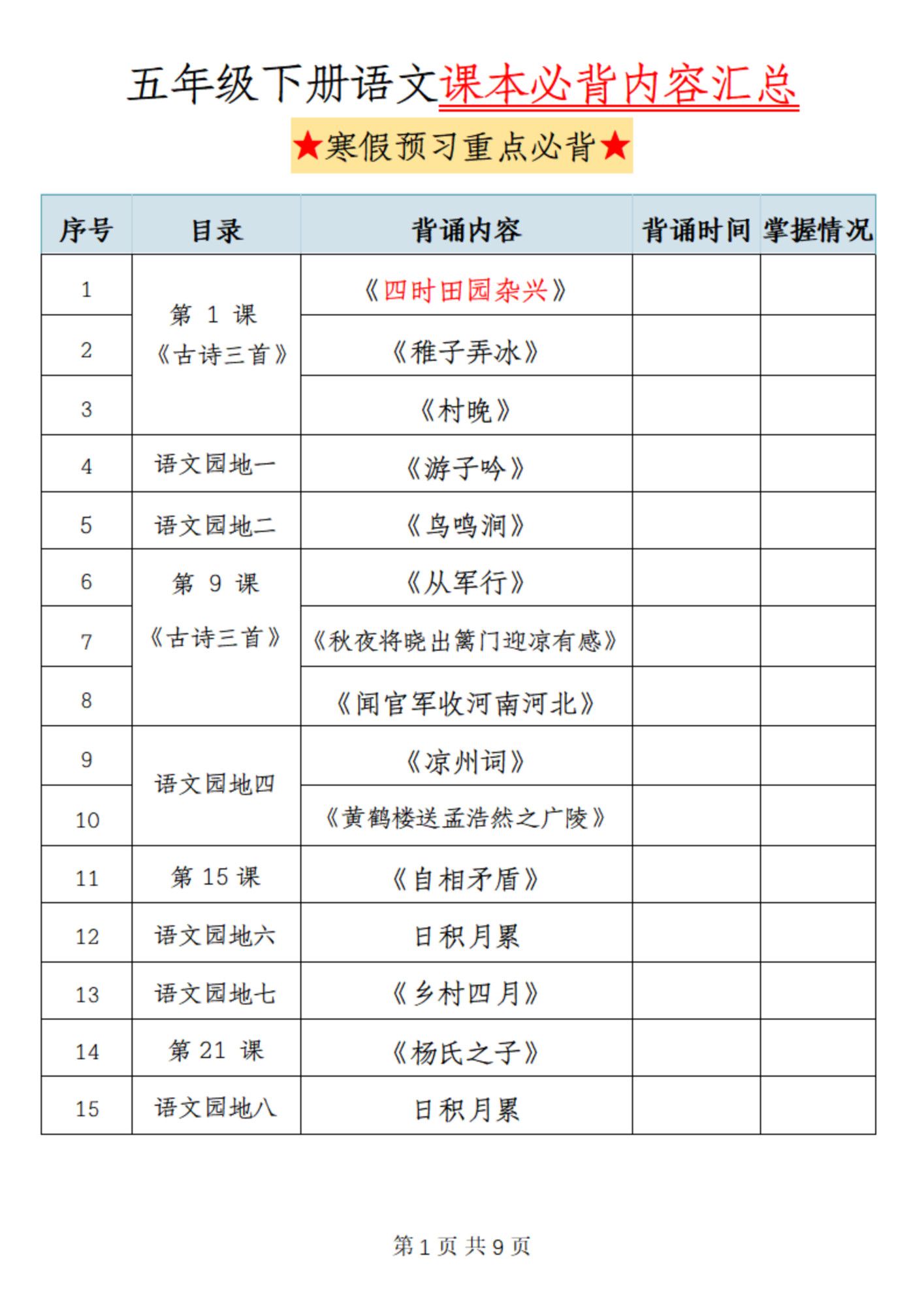 五年级(下册）语文课本必背内容汇总.pdf