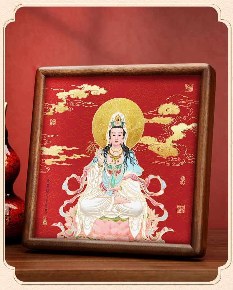 六合铜春「观音」家居桌面摆件书房摆台祈福平安长辈送礼祝福礼品 detail 11