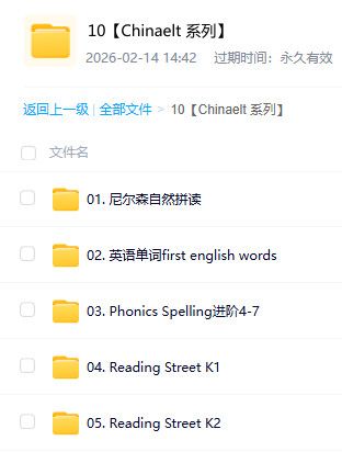 Chinaelt 系列英语资料 全阶段系统学习素材 百度网盘资源