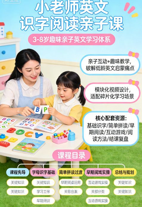 小老师英文识字阅读亲子课程完结版 网盘视频资源