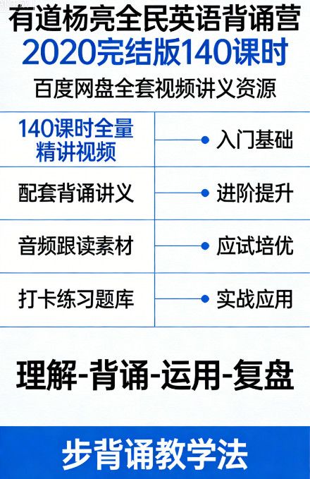 有道杨亮全民英语背诵营 完结版 140 课时 百度网盘全套视频讲义资源